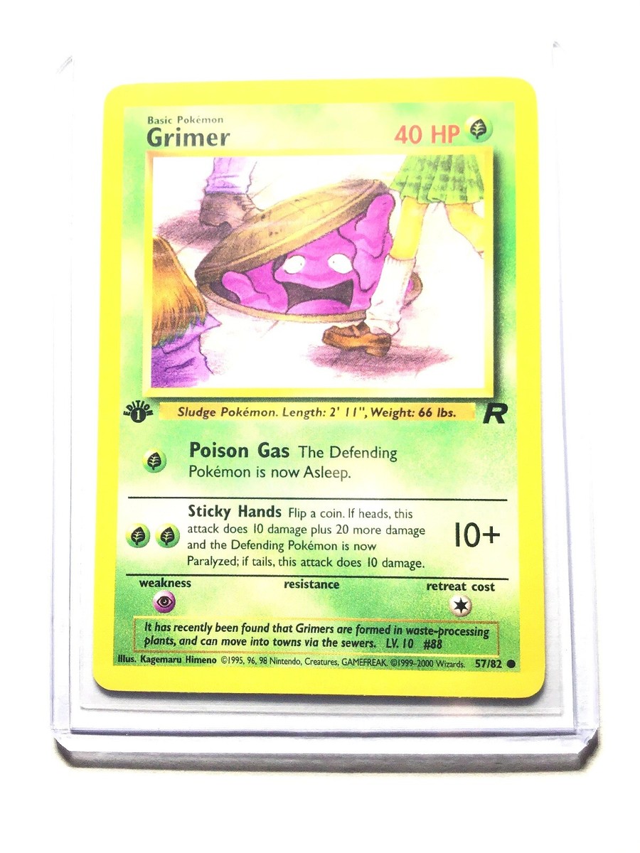 first edition grimer pokemon card 1st team rocket choose 1 of your opponents Benched Pokmon and switch it with the Defending Pokmon Pokemon - Grimer 088/165 -