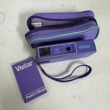 Vintage Avon Vivitar Point N Shoot 110 Purple Camera, INSTRUCTIONS Case 1986 -NL