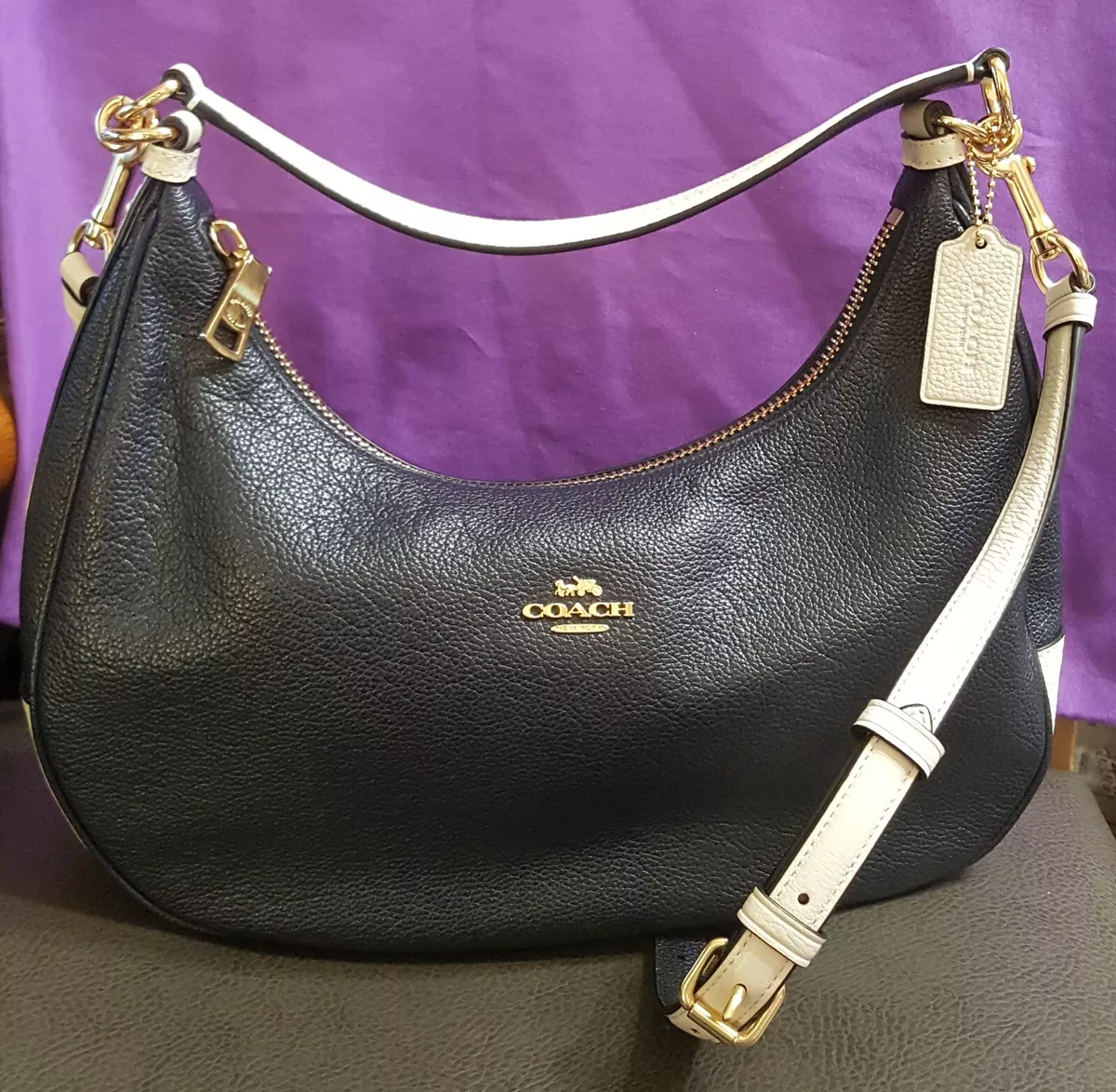 Authentic COACH Pebble Leather Harley East West Hobo Hand Bag Purse L1757 F25896