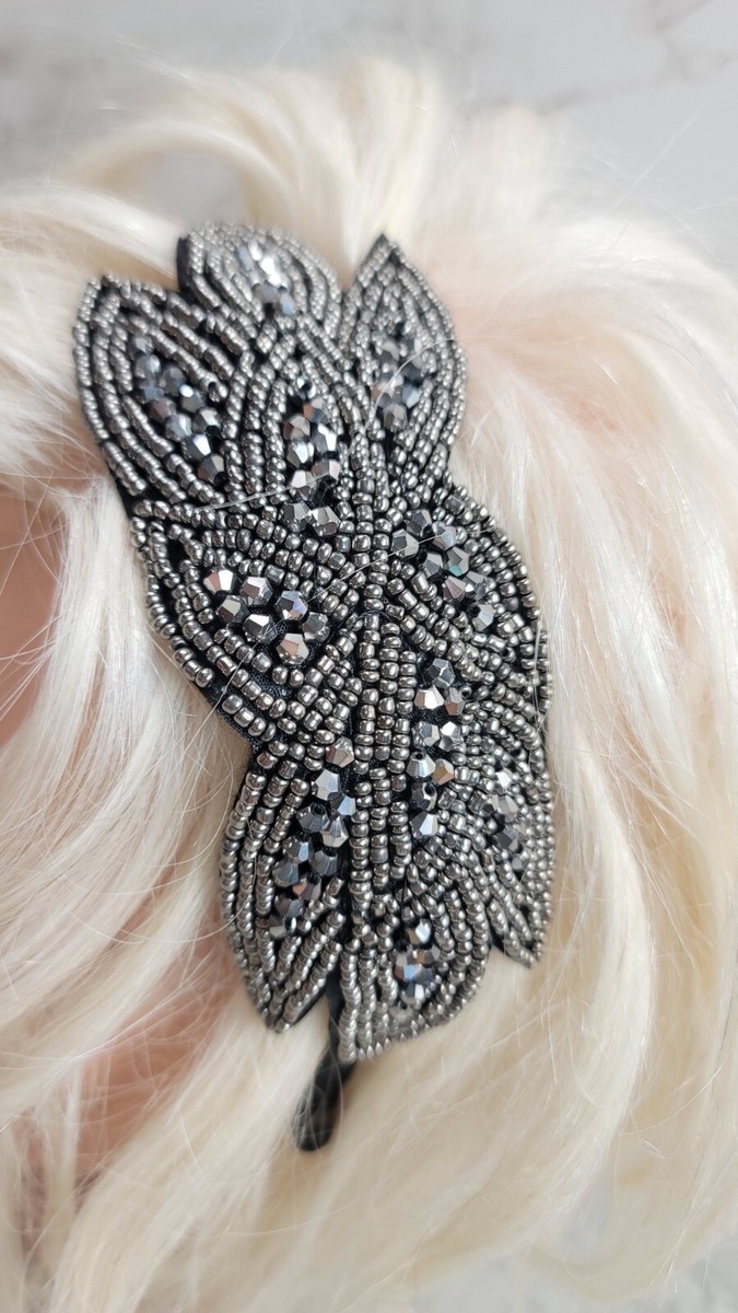 Headband Hair Band Party Bead Elegant Black Silver Business 