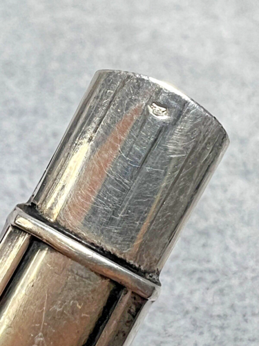 Antique Art Deco French Sterling Silver Sewing Needle Case Geometric Shell - Picture 8 of 8