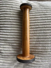 Vintage Antique Large Wood Wool Industrial Textile Mill Spool Spindle Metal 8.5”