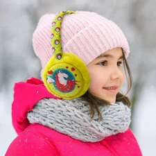 Fluffy Plush Warm Unicorn Winter Earmuffs One Size Yellow Kids, and Adults