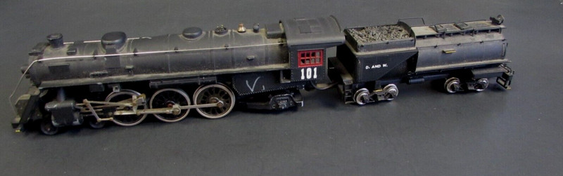 VINTAGE - D & W RAILROAD 101 - LOCOMOTIVE & TENDER - HO SCALE - VERY GOOD
