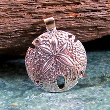 Solid 925 Sterling Silver Sand Dollar Pendant Ocean Beach Sea Life Jewelry Charm