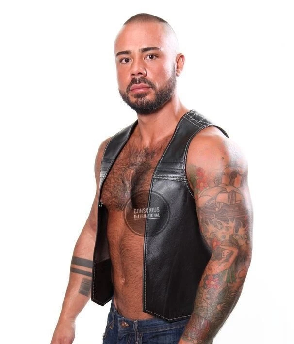 Men's Leather Sale CUTAWAY Berlin bar vest Open Front fetish Gay diamond  Stitch