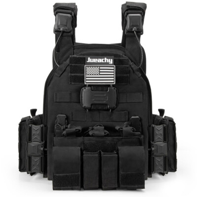 Padded Carrier Vest with MOLLE System Pouches, Adjustable