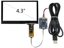 4.3" inch Capacitive Touch Screen+USB Controller Board+USB Cable for Rasperry PI