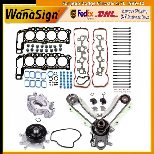 Engine Rebuild Kit Water Pump Timing Chain For 1999-10 Jeep Dodge Chrysler 4.7L - 第 1/14 張圖片