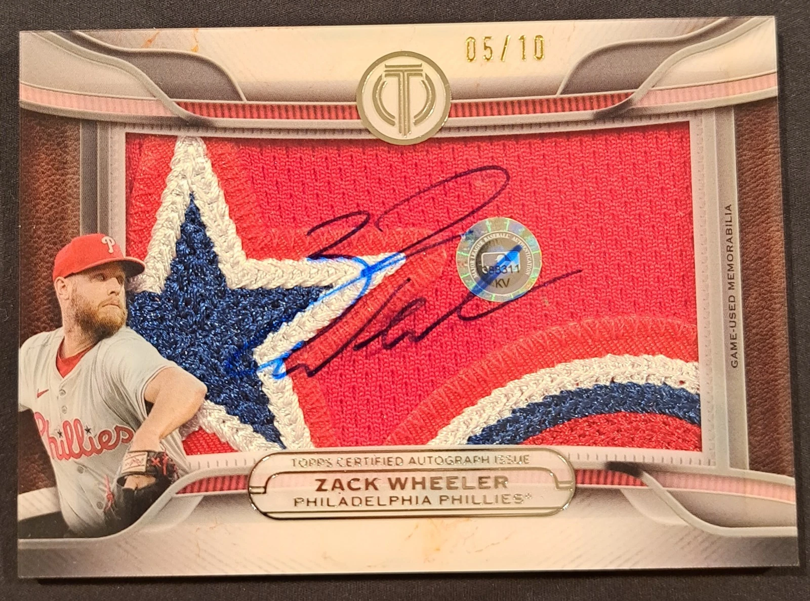2025 Topps Tribute Zach Wheeler Auto Relic /10 - Amazing Patch! - Picture 1 of 4