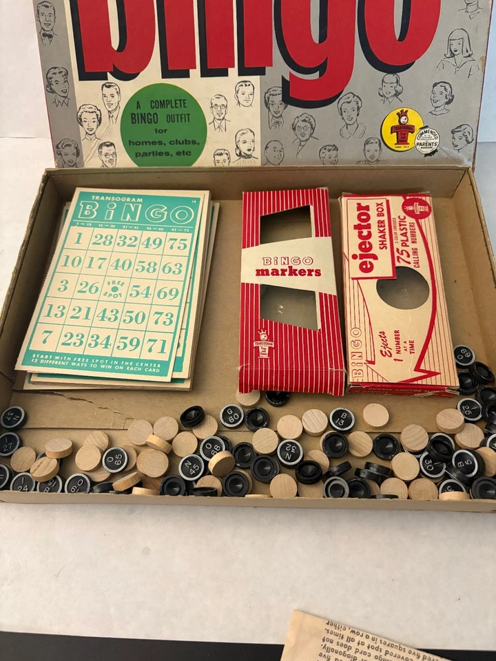 Family Bingo Transogram Board Game 2+ Players Vintage 1950s Cardboard - Image 3 of 4