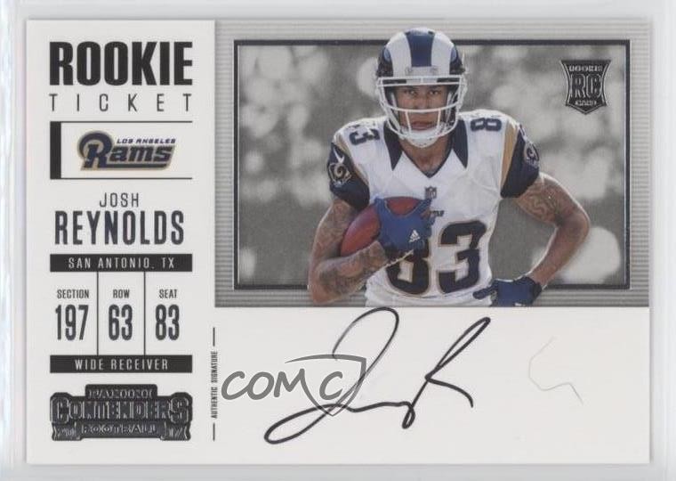 2017 Panini Contenders Ticket Variation RPS Josh Reynolds Rookie Auto RC 9x7