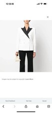 Polo Ralph Lauren Women's Ivory Silk-Lapel Double-Breasted Wool Blazer Size 8