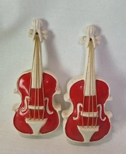 Vintage Salt & Pepper Shakers Violin Cello Guitar Japan Hand-painted Artmark 6"