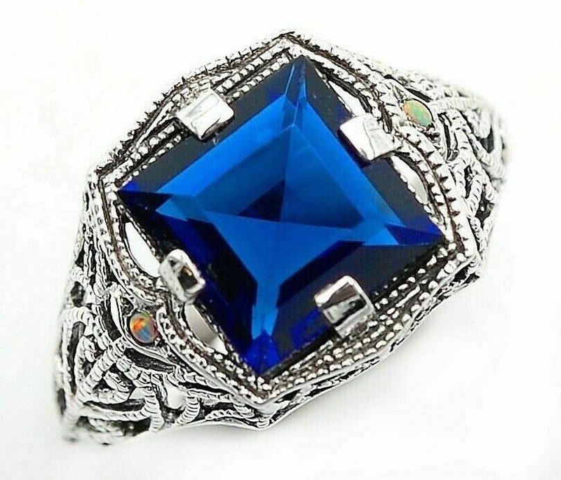 2CT Heat Treated Kyanite 925 Sterling Silver Filigree Ring Jewelry Sz 6 