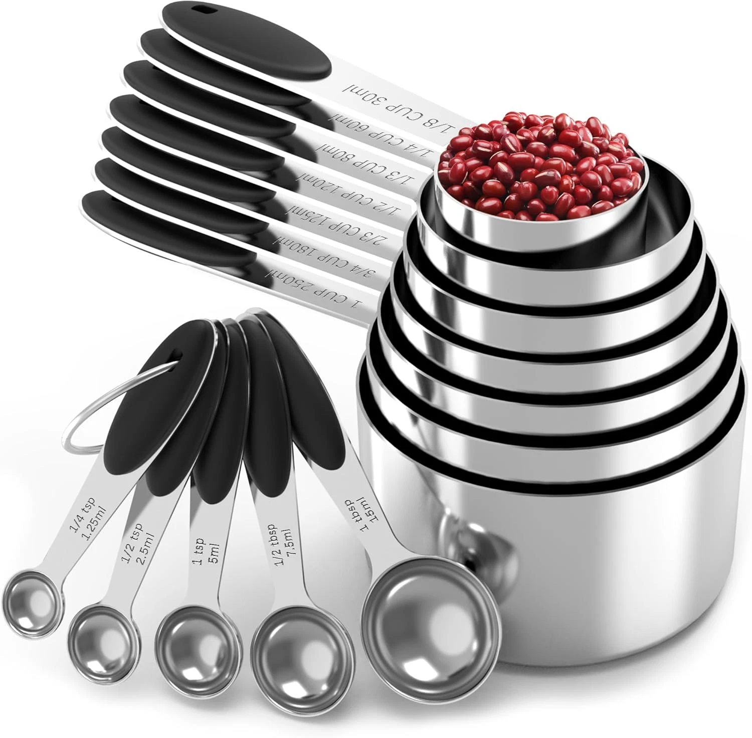 Juego De Tazas Y Cucharas Medidoras 12 Piezas Acero Inoxidable Utensilios Cocina
