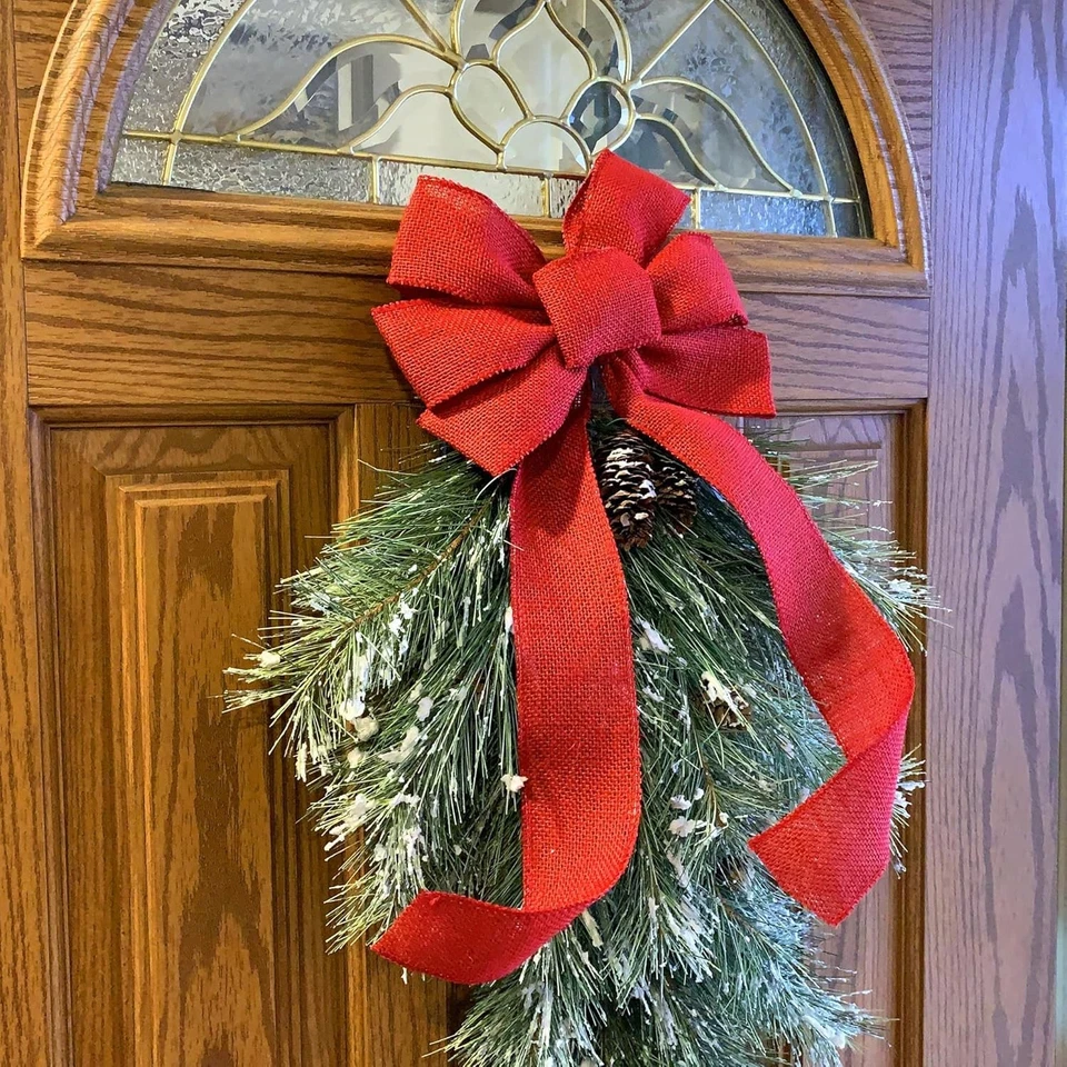 Pre-Tied Rustic Jute Bow - 10" Wide, 18" Long - Perfect for Holiday Decor - Image 4 of 4