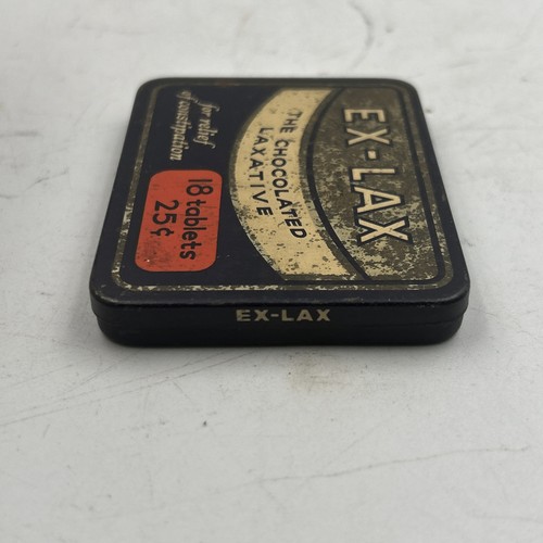 Vintage EX LAX "18 Compresse 25¢" Cioccolato Lassativo Metallo Latta - Foto 5 di 10