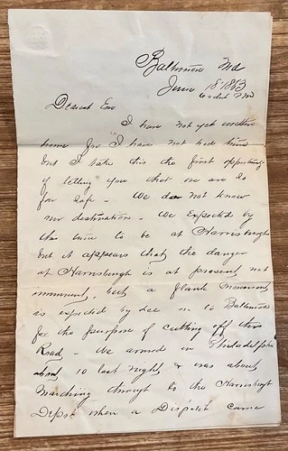 1863 CIVIL WAR LETTER COL. WILLIAM H. KIPP 7TH MILITIA NY NATL GUARD GENERAL LEE