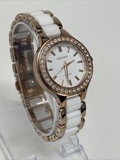 DKNY Ceramic Ladies Designer Watch - Rose Metal Finish