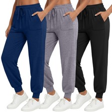 3 Pack Women's Sweatpants with Pockets, Lightweight Joggers Gym Yoga Pants Lo...