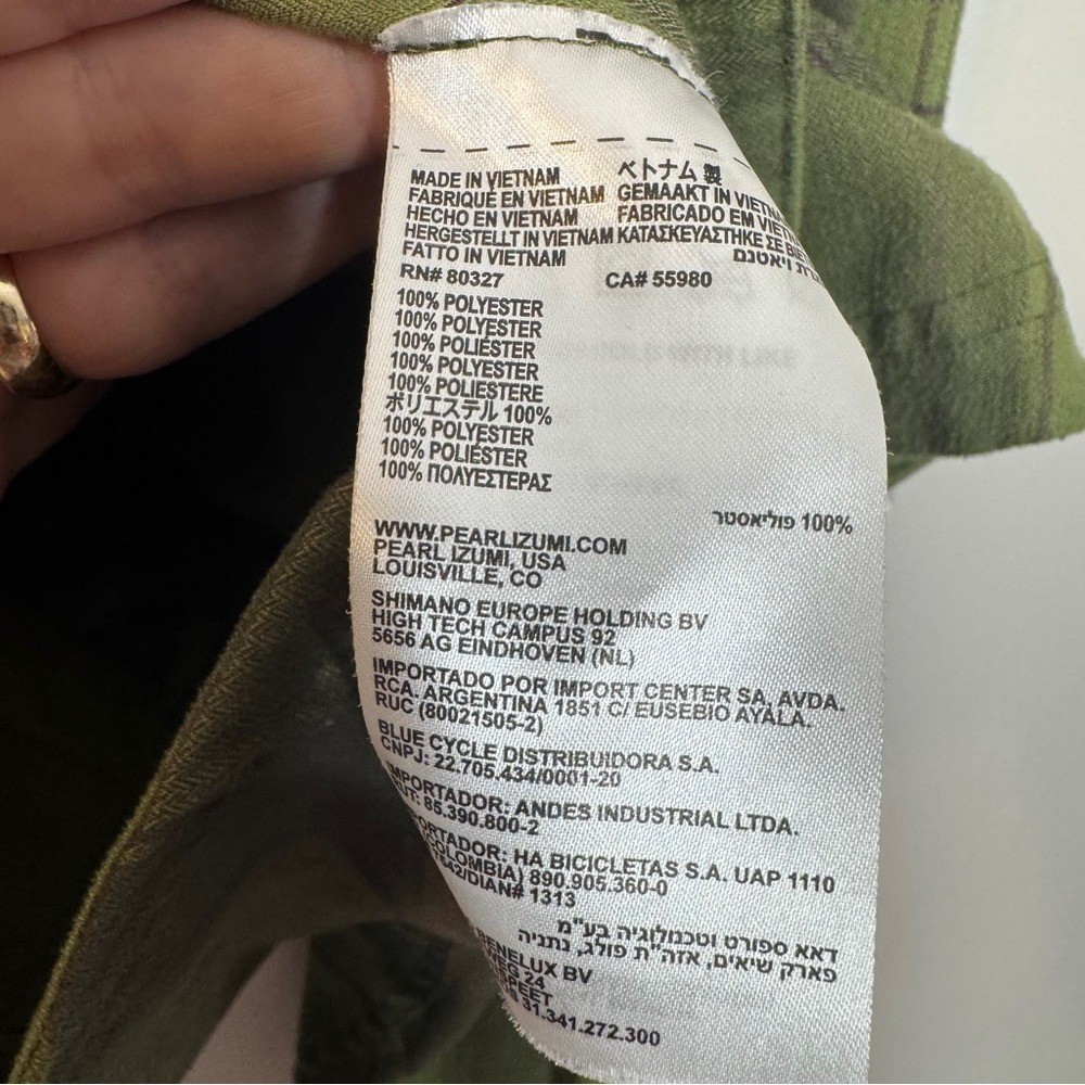 Pearl Izumi Rove Long Sleeve Snap Closure Shirt Green Plaid Size XL