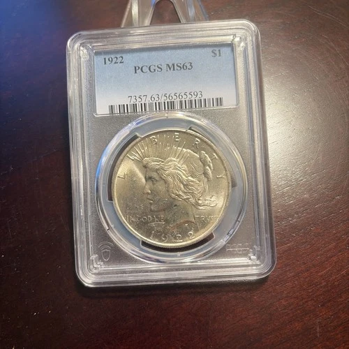 1922 Silver $1 Peace Dollar - PCGS MS 63