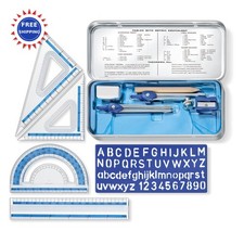 Math Set Compact STAEDTLER 10 Piece with Metal Compass Ruler Squares