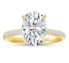4.16 Ct FG/VS Carat Oval Lab Grown Diamond Ring IGI Certified 14k Yellow Gold