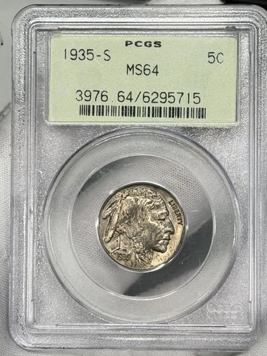 1935-S 5c Buffalo Nickel PCGS MS64 OGH Indian Head San Francisco Coin