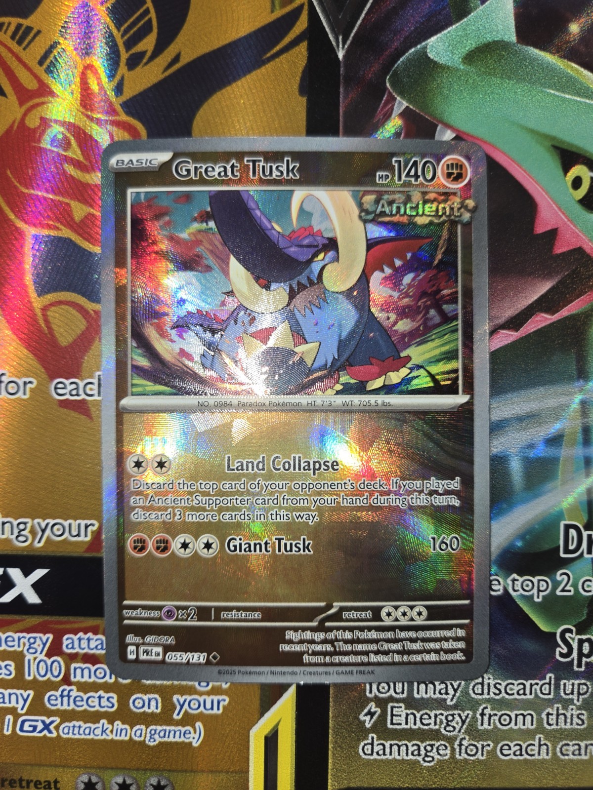 Great Tusk 055/131 Sv: Prismatic Evolutions Reverse Holo pokeball NM Pokémon TCG