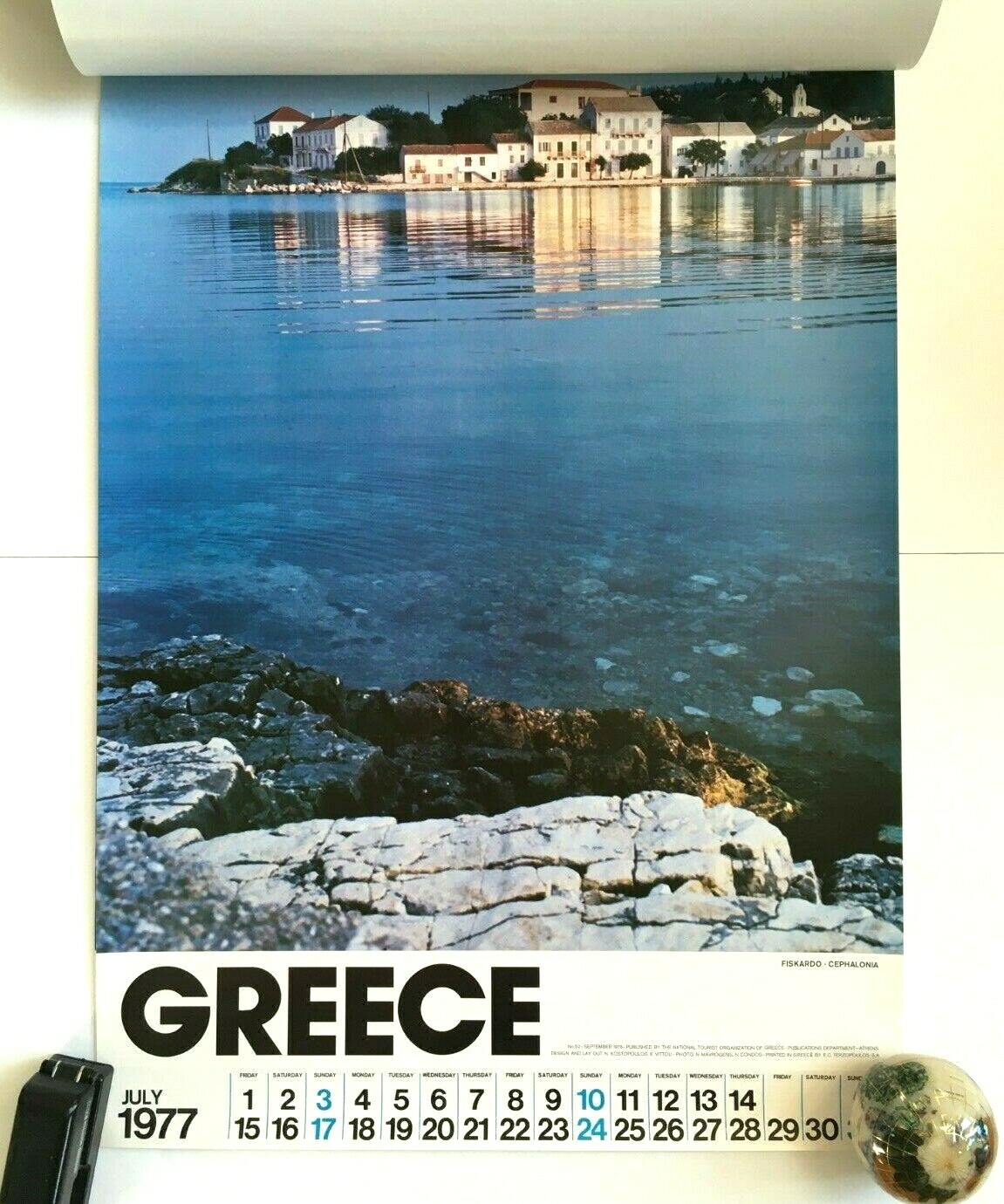 greece 1977 travel poster wall calendar vintage 12 months 26.75 x 19