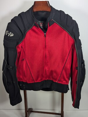 Joe Rocket Racing Motorcycle Jacket Size Medium Black Red - Padded