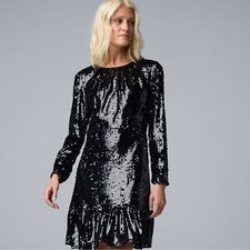 Black Women's Simply Vera Vera Wang Short Sequin Dress Size XXL