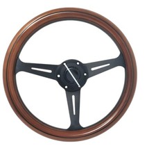 14 Inch Classic Nostalgia Style Wood Grip Grain Steering Wheel Slotted 3 Spoke