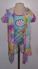 Saint Eve 3 Pc Mermaid Swimsuit Hooded Coverup Scrunchie 4-5, 6-6X, 7-8, 10-12