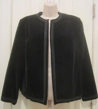 Vintage Black Velvet Woman's Blazer Jacket embroidered Trim Size 10
