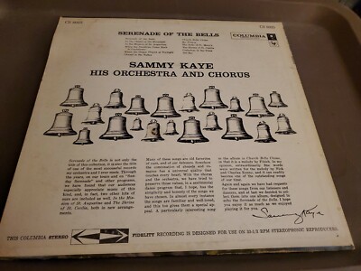 SAMMY Kaye Serenade of the Bells Columbia 6 eye CS 8025 LP 1958 EX
