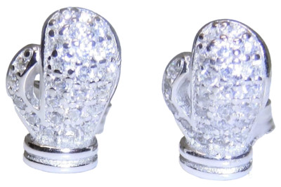 SILBER OHRRINGE BOXHANDSCHUH PAAR HERREN JUNGEN OHRSTECKER 925 STERLING SILBER STEIN SET