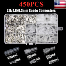 450PCS Female Male Spade Connectors Wire Crimp Terminals Set 2.8mm/4.8mm/6.3mm
