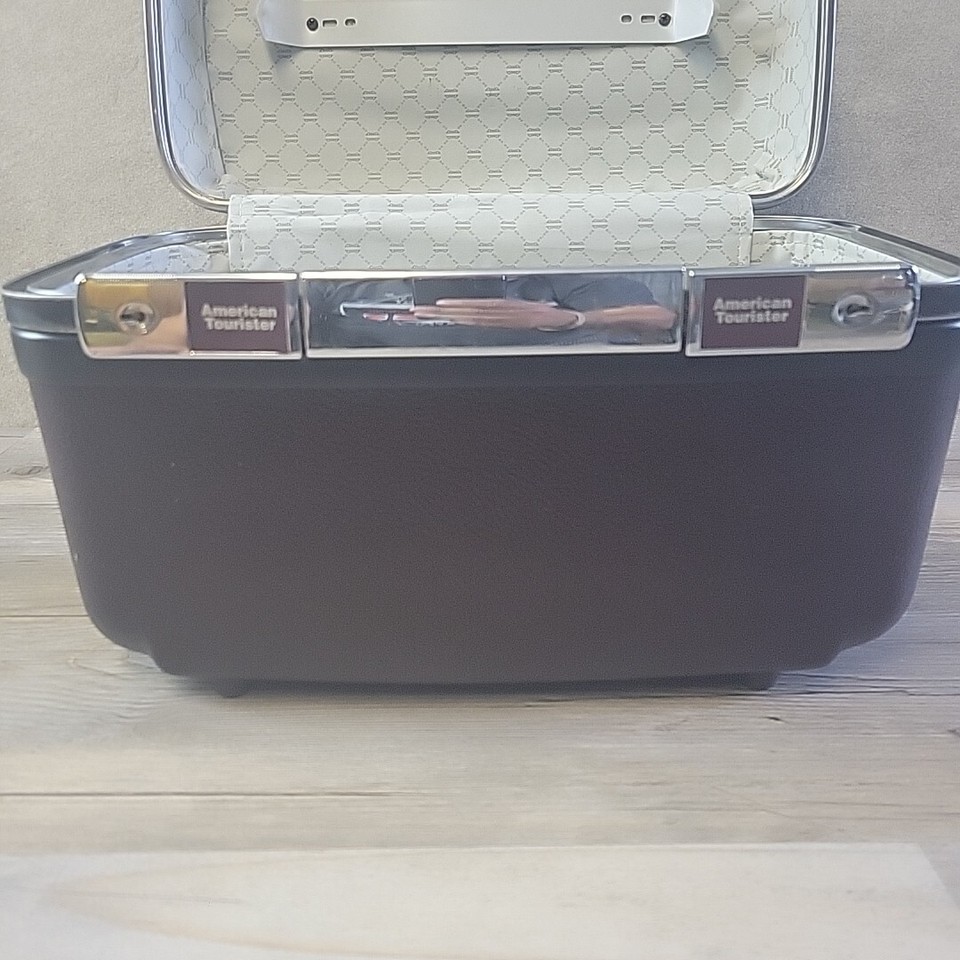 American Tourister Vintage Train Case Black Mid Century Travel Luggage