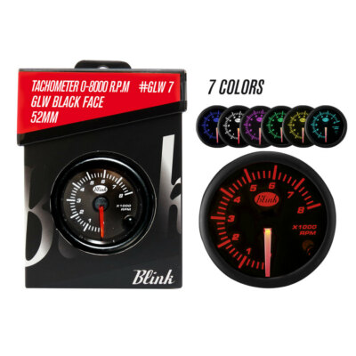 Contagiri Elettrico 52 Mm Per Motori 2-8 Cilindri – Retroilluminazione LED, 0-8000 RPM, Universale Per Auto E Barche