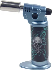 Ever Tech Double Table Torch Lighter Adjustable Flame Refillable Skull BL