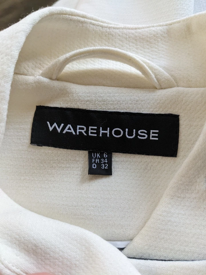 Jaqueta ASOS Warehouse marfim branca assimétrica com zíper 4 P - Imagem 4 de 4