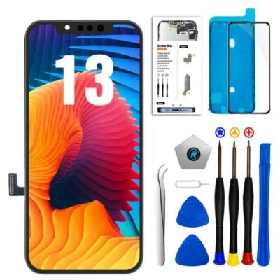 LMQ INCELL POUR iPhone 13 LCD COMPLET ECRAN HD VITRE NOIR + OUTILS + Verre trempé