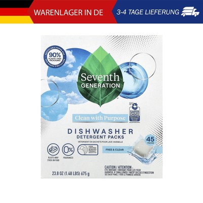Seventh Generation, Dishwasher Detergent Packs, Free & Clear, Geschirrspülmittel