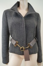 Gucci Grey & Beige Dogtooth Wool Blend Belted Fitted Lined Jacket 46 Uk14 Bnwt