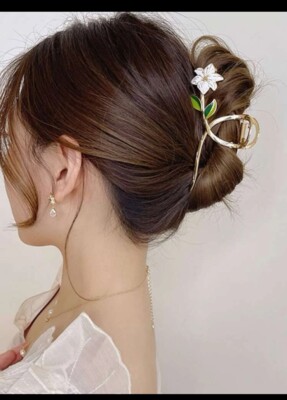 Hair Claw Clip Flower White Bridal Wedding Hair Piece Bun Hair Band Head Orchid