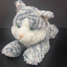 Aurora Gray Stripe Cat Plush Pink Ears Green Eye 13" Stuffed Animal Flopsie Lily