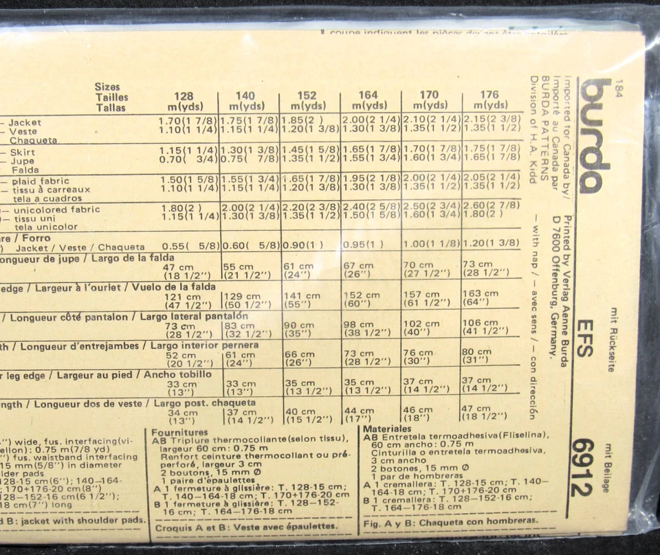 Skirt Pants Jacket Size 7 10 12 11 13 Juniors Burda 6912 Uncut Pattern Unopened - Image 4 of 4